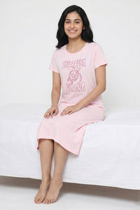 Zivame Turtle Print Knit Cotton Mid Length Nightdress - Festival Bloom — thumbnail 4